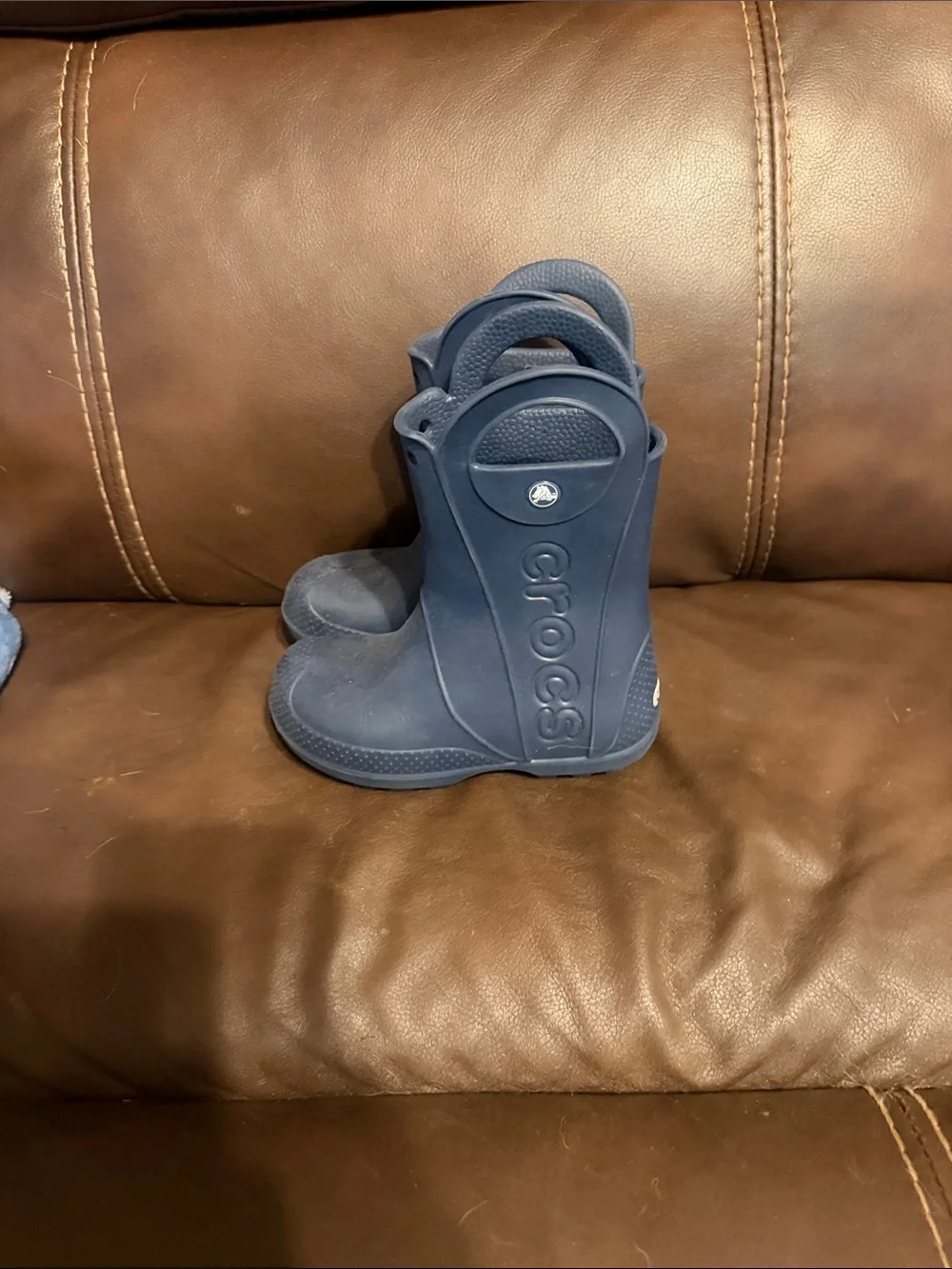 CROCS Kids Navy Pull-On Rain Boots with Easy Grab Handles